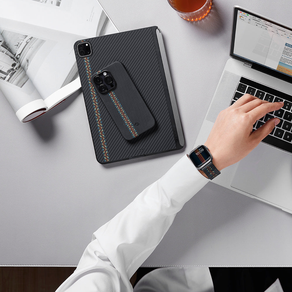 Pitaka Modern Serisi Tüm Apple Watch Modelleriyle Uyumlu Aramid Fiber ve Karbon Fiber Rhapsody Universal Kordon