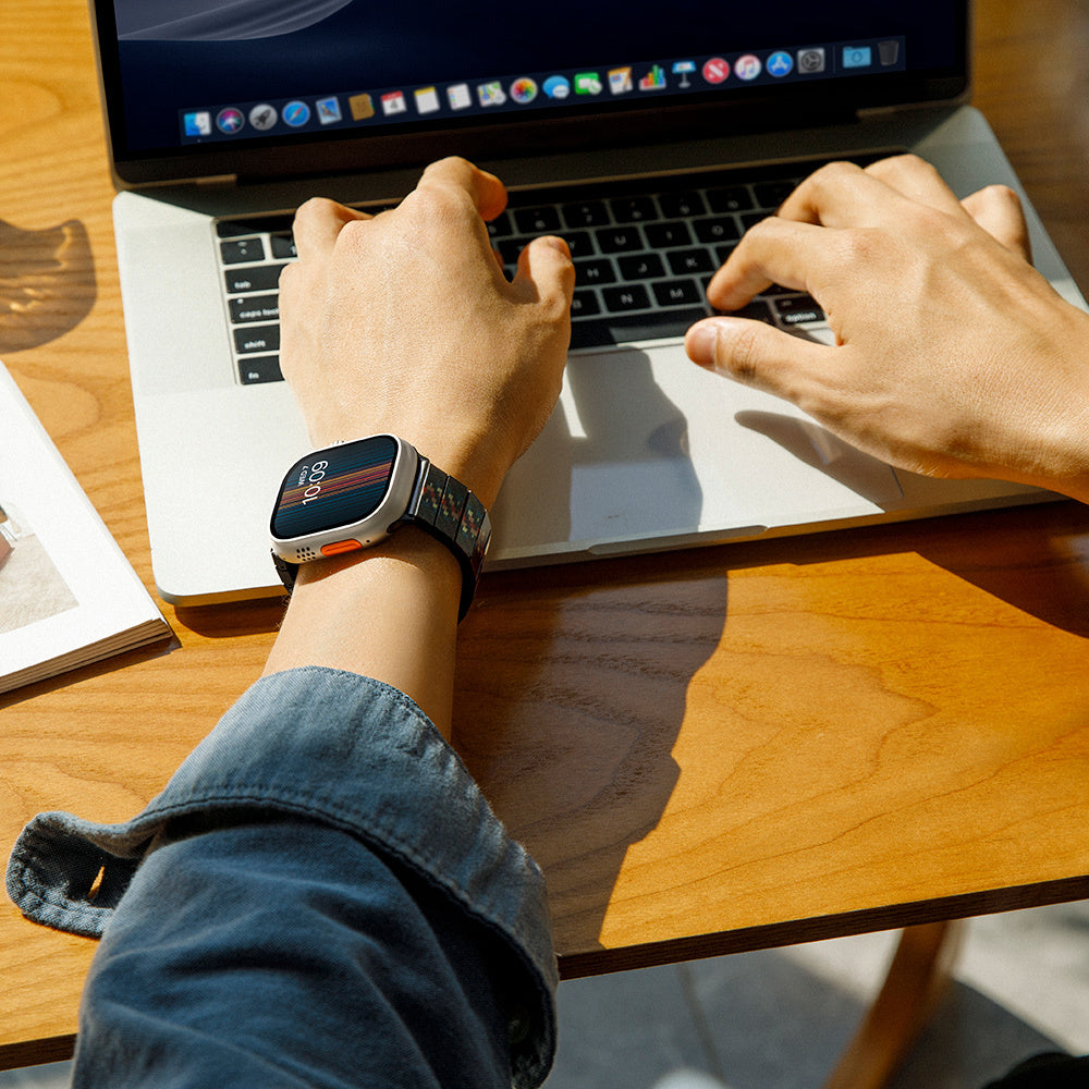 Pitaka Modern Serisi Tüm Apple Watch Modelleriyle Uyumlu Aramid Fiber ve Karbon Fiber Rhapsody Universal Kordon