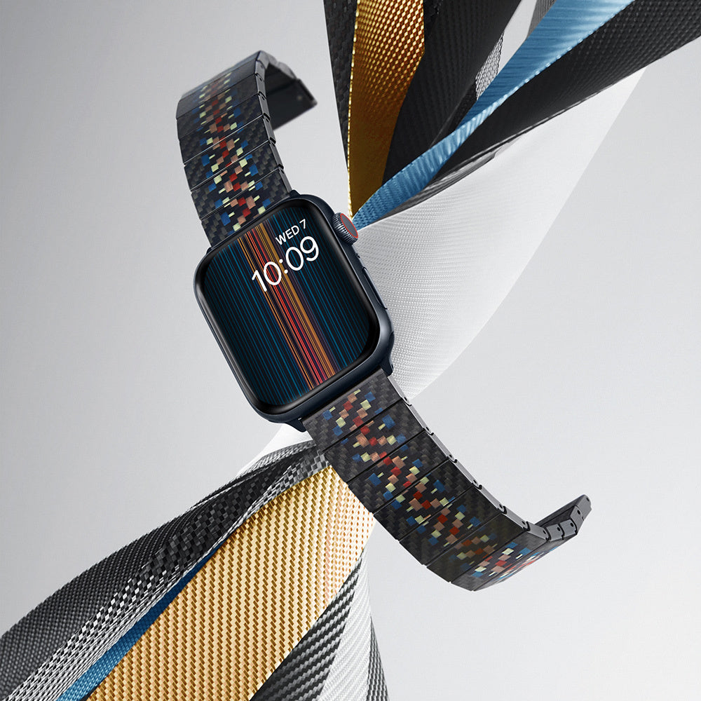 Pitaka Modern Serisi Tüm Apple Watch Modelleriyle Uyumlu Aramid Fiber ve Karbon Fiber Rhapsody Universal Kordon