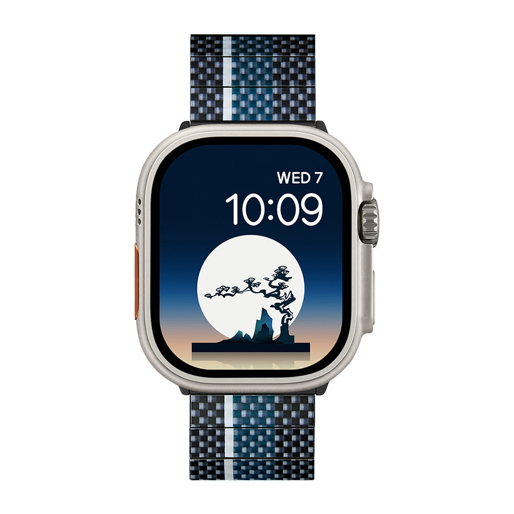 Pitaka Poetry of Things ChromaCarbon Serisi Tüm Apple Watch Modelleriyle Uyumlu Aramid Fiber ve Karbon Fiber Moon Universal Kordon