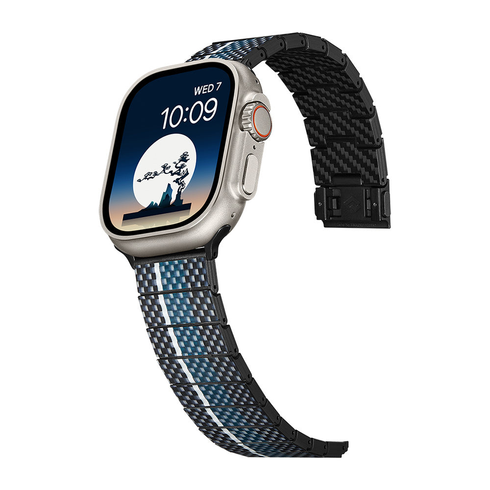 Pitaka Poetry of Things ChromaCarbon Serisi Tüm Apple Watch Modelleriyle Uyumlu Aramid Fiber ve Karbon Fiber Moon Universal Kordon