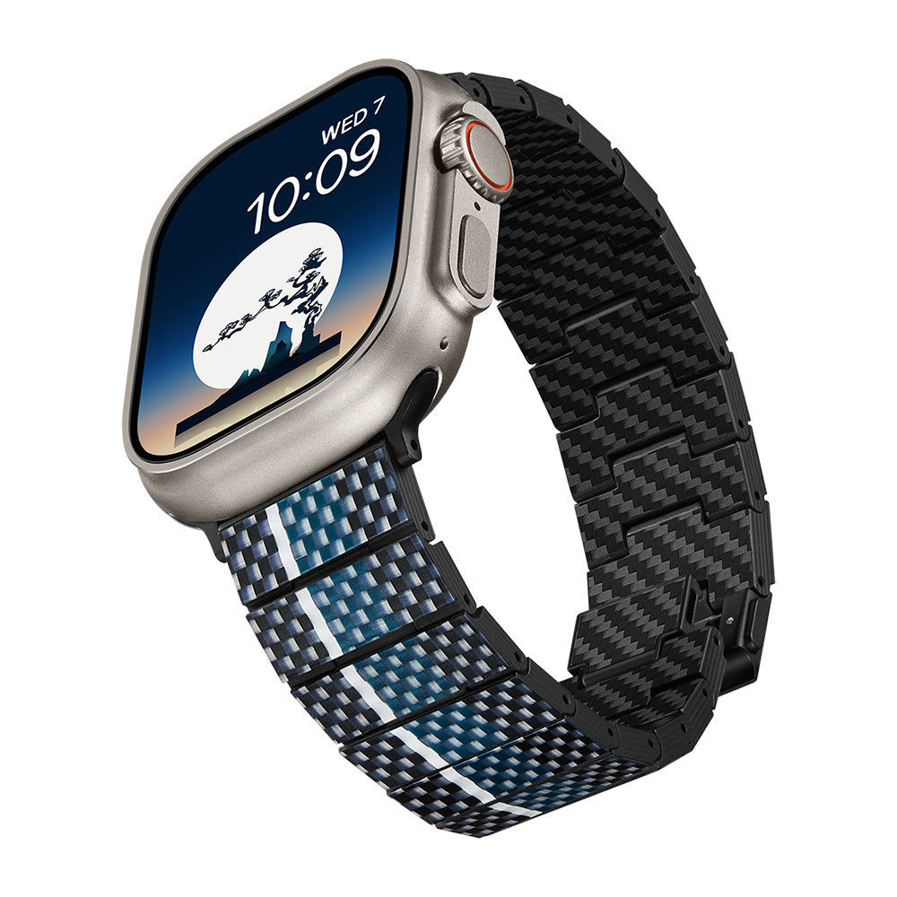 Pitaka Poetry of Things ChromaCarbon Serisi Tüm Apple Watch Modelleriyle Uyumlu Aramid Fiber ve Karbon Fiber Moon Universal Kordon