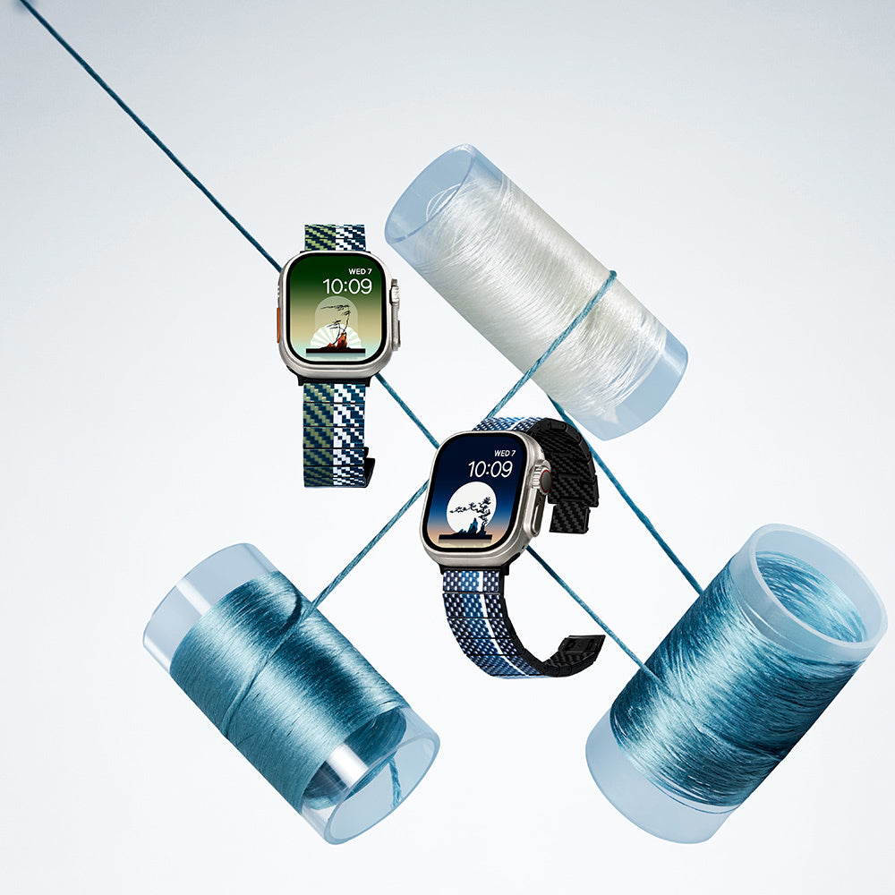 Pitaka Poetry of Things ChromaCarbon Serisi Tüm Apple Watch Modelleriyle Uyumlu Aramid Fiber ve Karbon Fiber Moon Universal Kordon