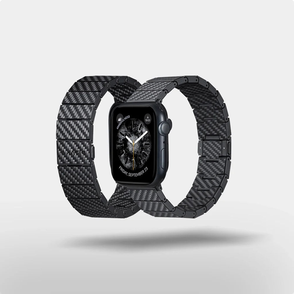 Pitaka Modern Serisi Tüm Apple Watch Modelleriyle Uyumlu Karbon Fiber Black-Grey Twill Universal Kordon