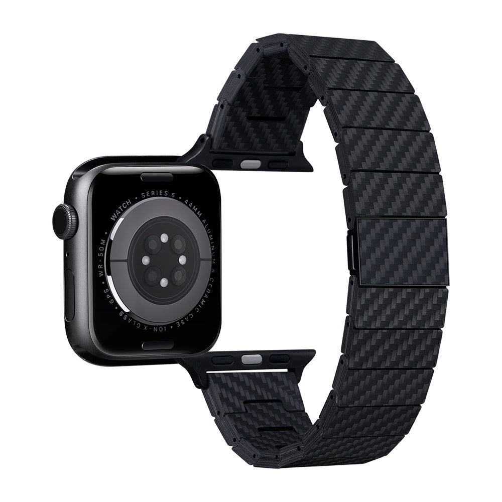 Pitaka Modern Serisi Tüm Apple Watch Modelleriyle Uyumlu Karbon Fiber Black-Grey Twill Universal Kordon