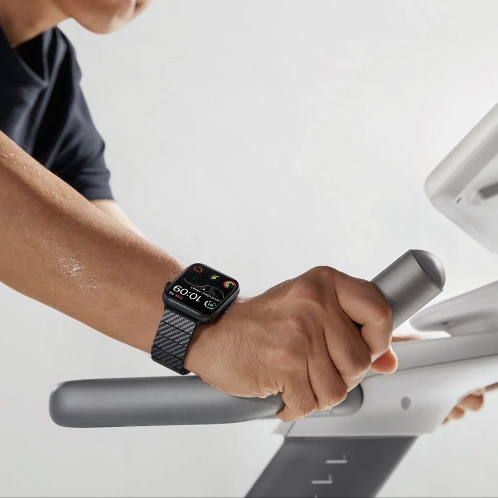 Pitaka Modern Serisi Tüm Apple Watch Modelleriyle Uyumlu Karbon Fiber Black-Grey Twill Universal Kordon