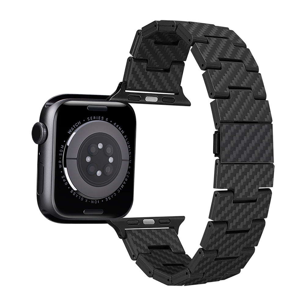 Pitaka Retro Serisi Tüm Apple Watch Modelleriyle Uyumlu Karbon Fiber Black-Grey Twill Universal Kordon