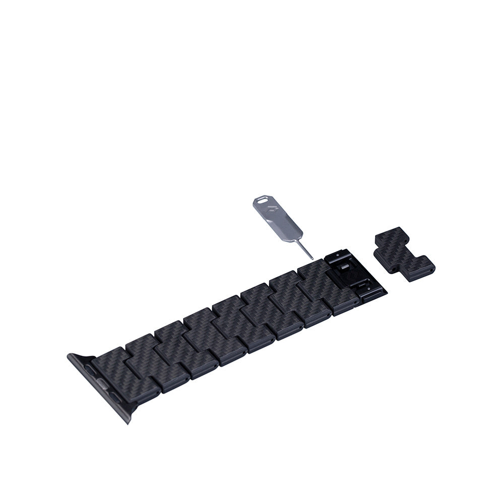Pitaka Retro Serisi Tüm Apple Watch Modelleriyle Uyumlu Karbon Fiber Black-Grey Twill Universal Kordon