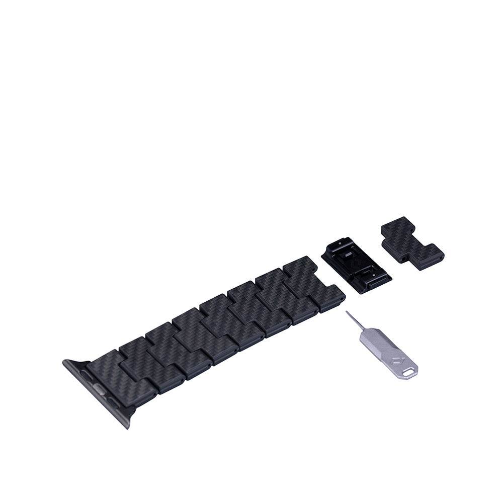 Pitaka Retro Serisi Tüm Apple Watch Modelleriyle Uyumlu Karbon Fiber Black-Grey Twill Universal Kordon