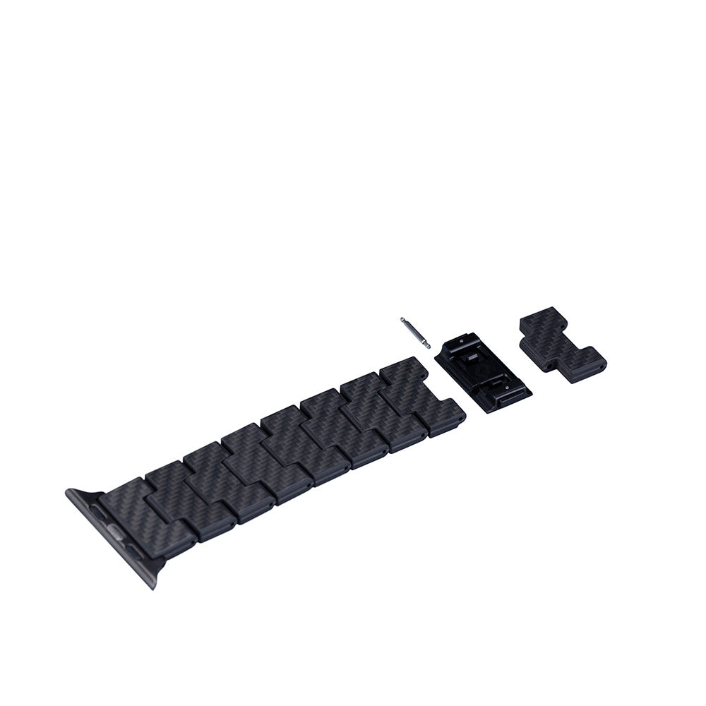 Pitaka Retro Serisi Tüm Apple Watch Modelleriyle Uyumlu Karbon Fiber Black-Grey Twill Universal Kordon