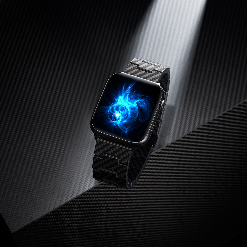 Pitaka Retro Serisi Tüm Apple Watch Modelleriyle Uyumlu Karbon Fiber Black-Grey Twill Universal Kordon