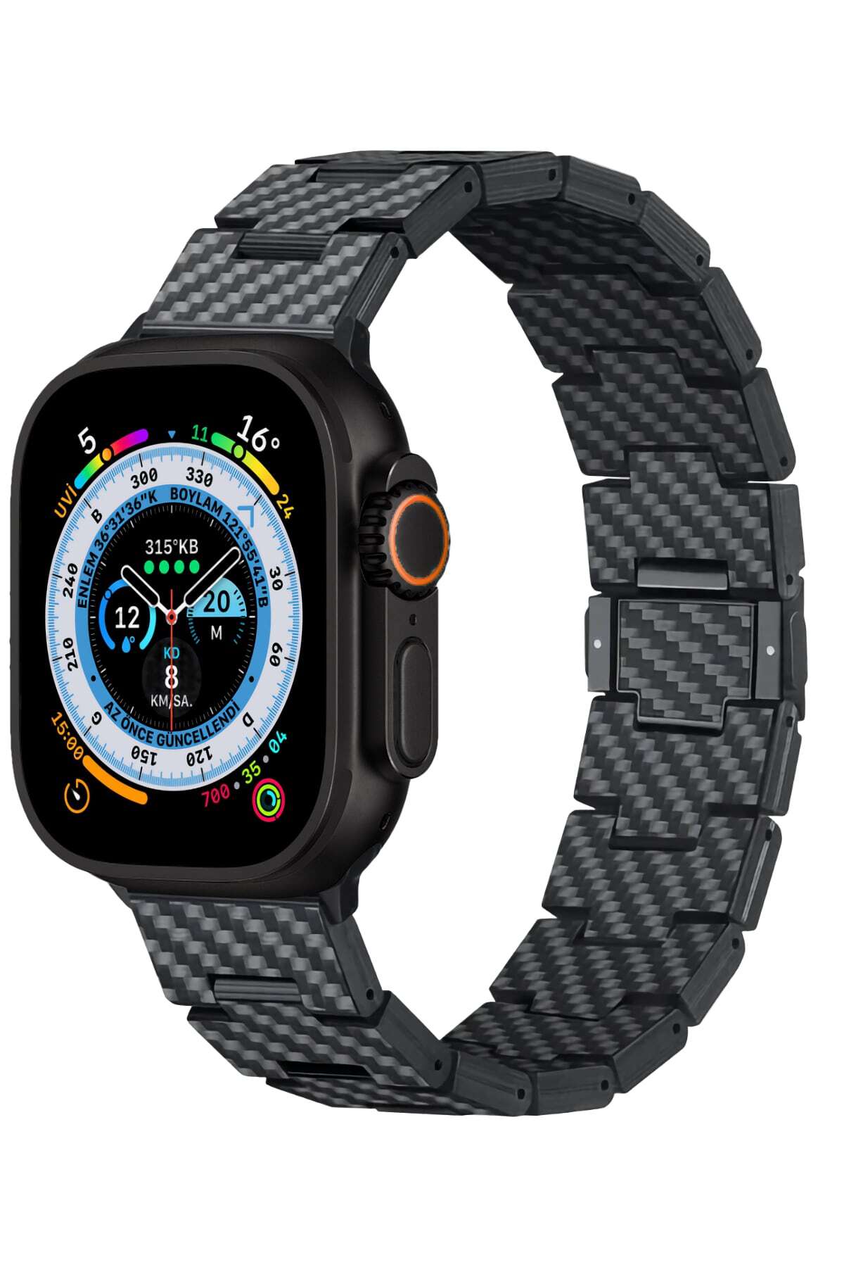 Pitaka Retro Serisi Tüm Apple Watch Modelleriyle Uyumlu Karbon Fiber Black-Grey Twill Universal Kordon