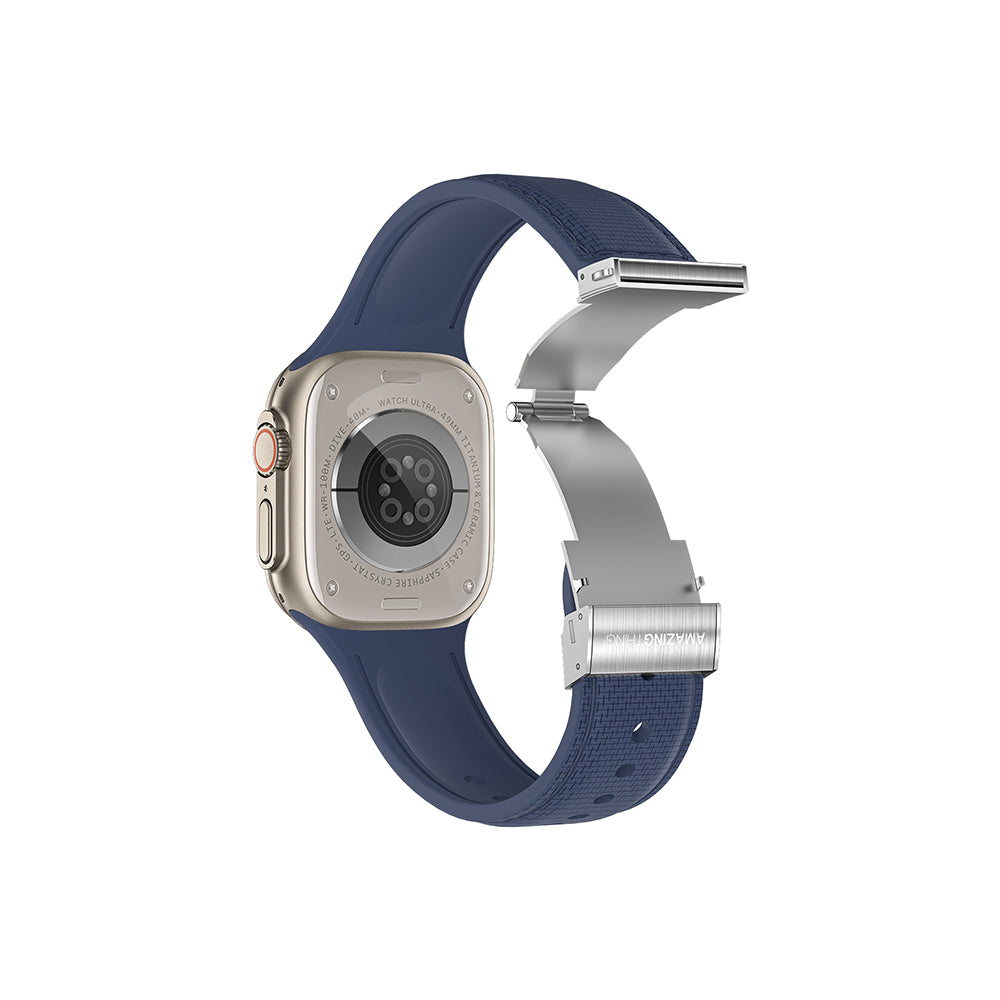 Amazingthing Titan Swift Apple Watch 49mm Deri Dokulu Silikon Kordon - 16