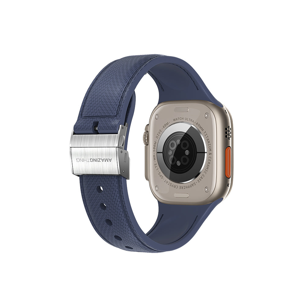 Amazingthing Titan Swift Apple Watch 49mm Deri Dokulu Silikon Kordon - 20