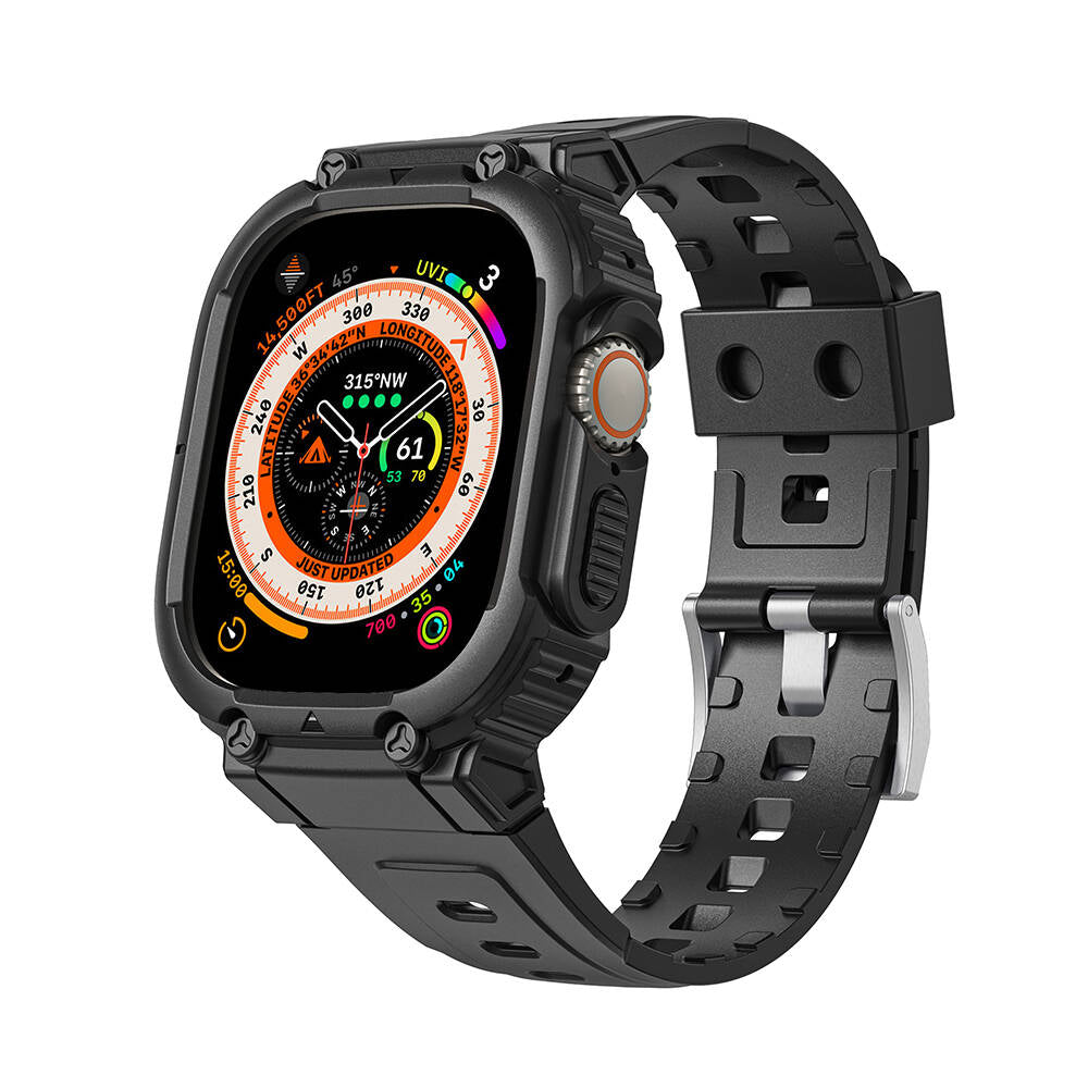 Wiwu Wi-WB014 Armor Serisi Apple Watch Ultra 49mm 2in1 Sert PC Kasa Koruyuculu Silikon Kordon