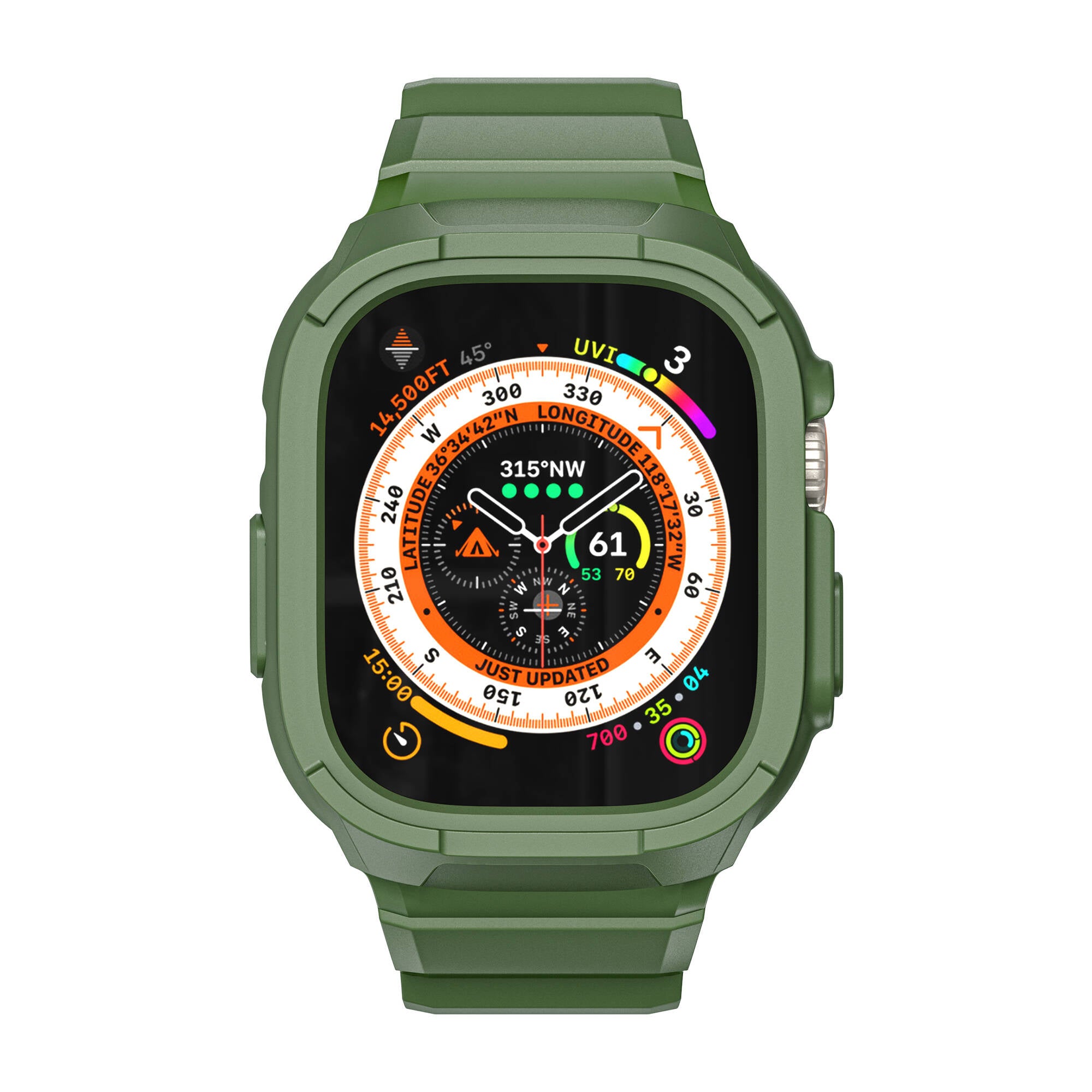Wiwu Wi-WB014 Armor Serisi Apple Watch Ultra 49mm 2in1 Sert PC Kasa Koruyuculu Silikon Kordon