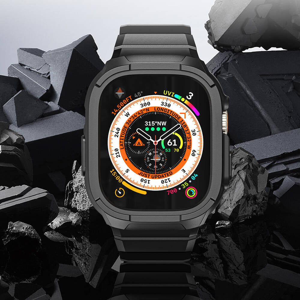 Wiwu Wi-WB014 Armor Serisi Apple Watch Ultra 49mm 2in1 Sert PC Kasa Koruyuculu Silikon Kordon