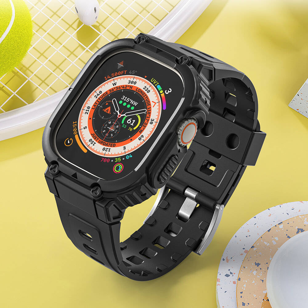 Wiwu Wi-WB014 Armor Serisi Apple Watch Ultra 49mm 2in1 Sert PC Kasa Koruyuculu Silikon Kordon