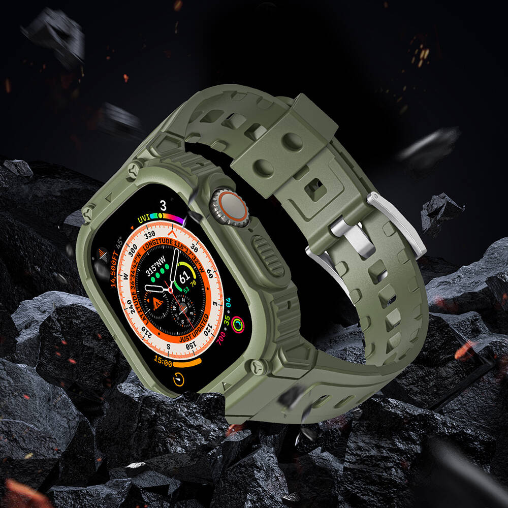 Wiwu Wi-WB014 Armor Serisi Apple Watch Ultra 49mm 2in1 Sert PC Kasa Koruyuculu Silikon Kordon