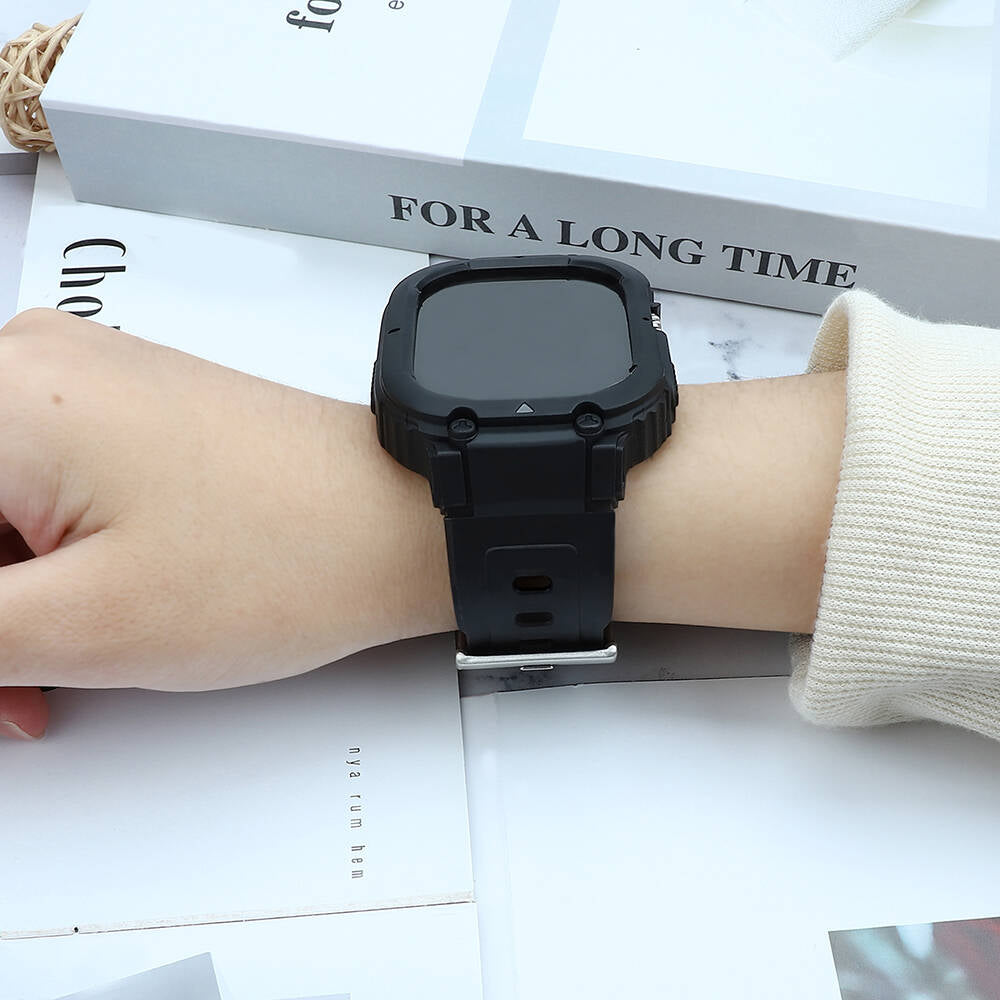 Wiwu Wi-WB014 Armor Serisi Apple Watch Ultra 49mm 2in1 Sert PC Kasa Koruyuculu Silikon Kordon