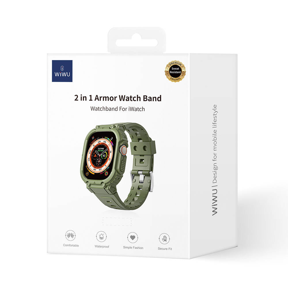Wiwu Wi-WB014 Armor Serisi Apple Watch Ultra 49mm 2in1 Sert PC Kasa Koruyuculu Silikon Kordon