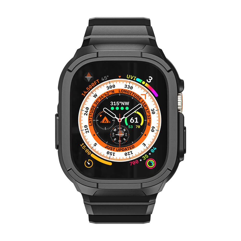 Wiwu Wi-WB014 Armor Serisi Apple Watch Ultra 49mm 2in1 Sert PC Kasa Koruyuculu Silikon Kordon
