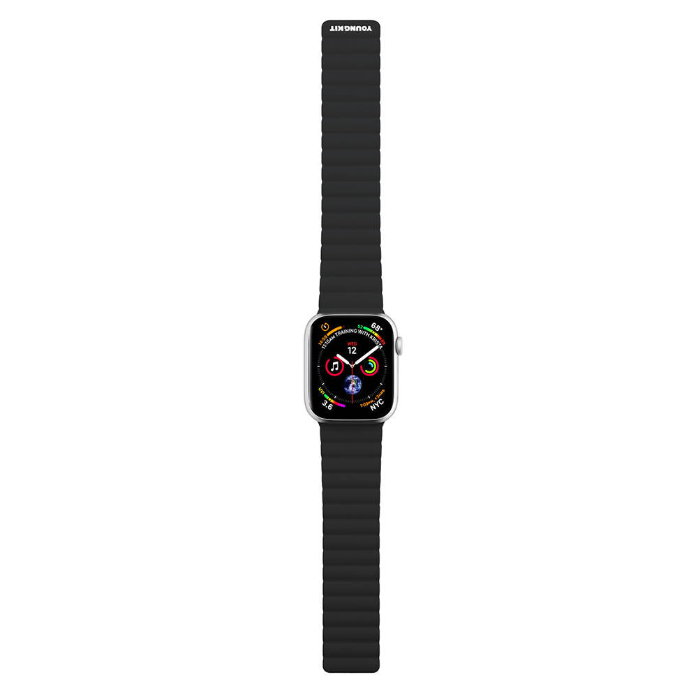 Youngkit Classical Apple Watch 7 41mm Kordon Magnetik Tak Çıkar Silikon Strap Kayış - 4