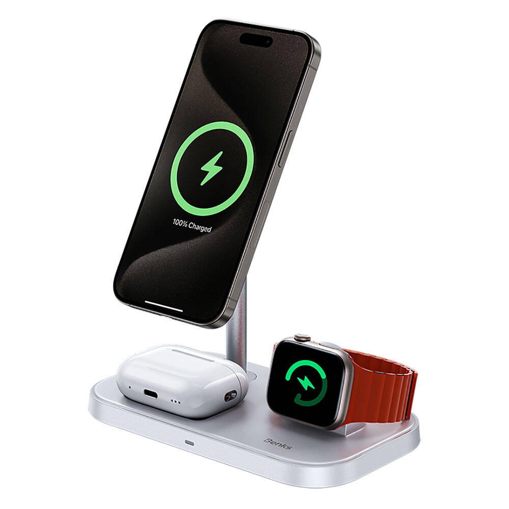Benks W16 3in1 Telefon&Akıllı Saat&Kulaklık Kablosuz Şarj Standı - 15