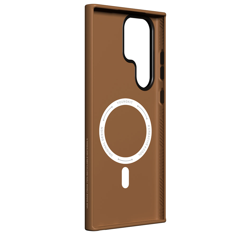 Youngkit Tech Fashion Serisi Galaxy S23 Ultra Basit Mat Deri Desenli M-safe Kılıf