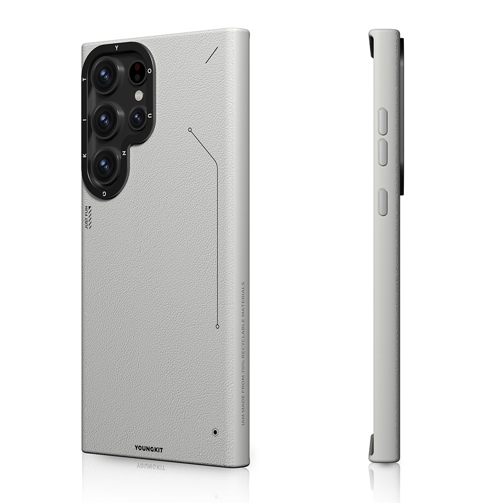 Youngkit Tech Fashion Serisi Galaxy S23 Ultra Basit Mat Deri Desenli M-safe Kılıf