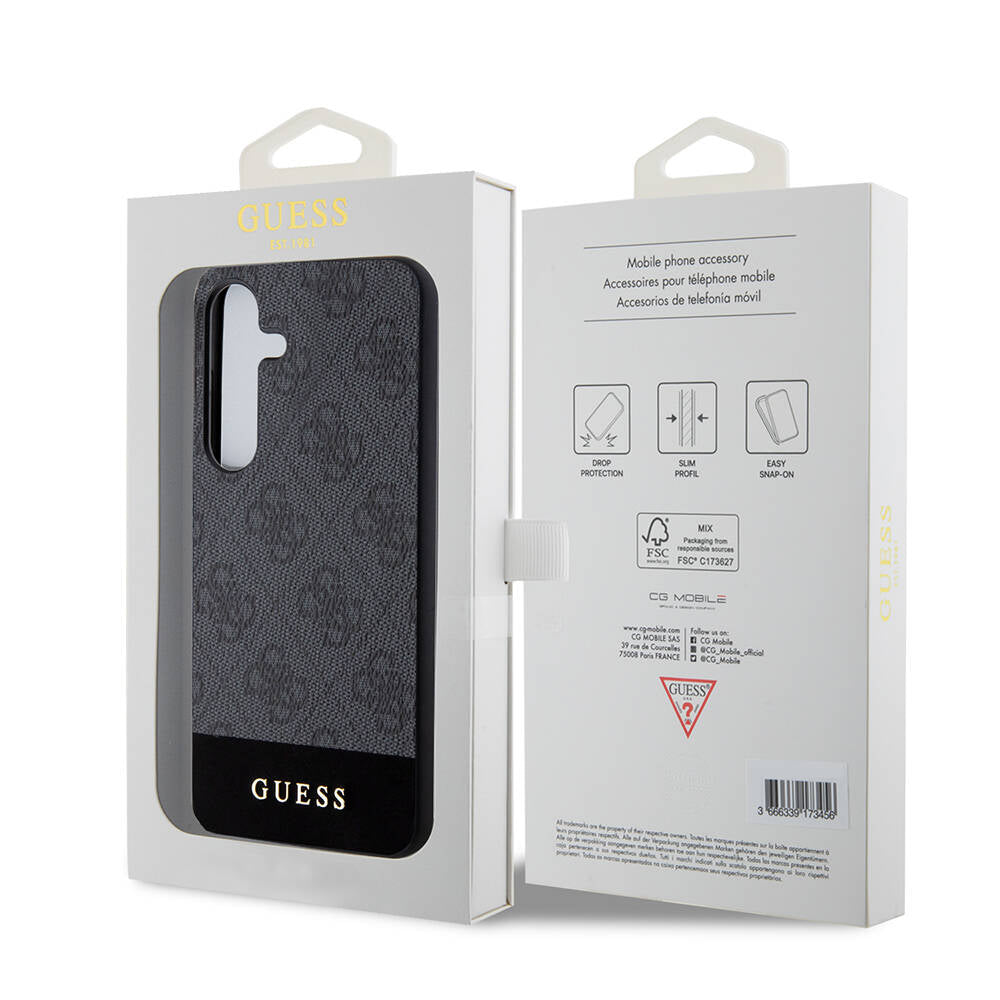 Guess Galaxy S24 Orjinal Lisanslı PU Deri Şerit Logo Dizaynlı Kılıf