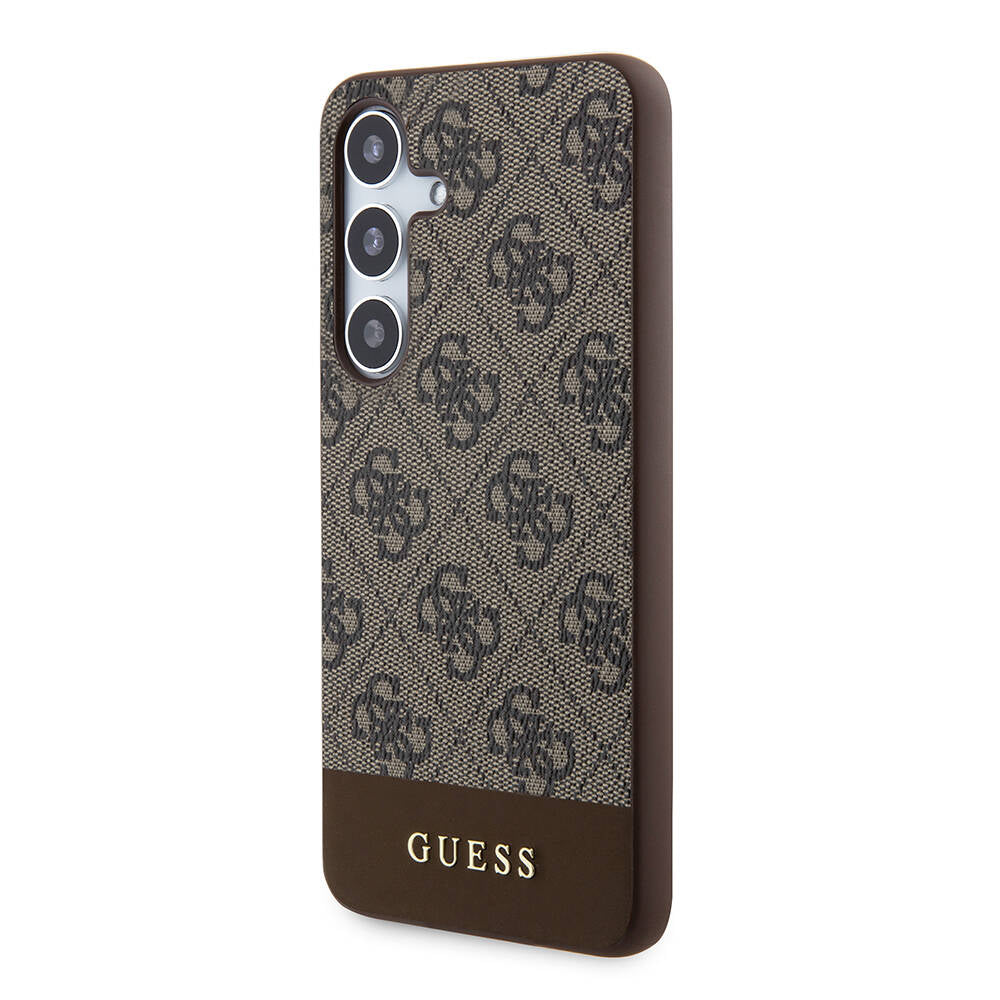 Guess Galaxy S24 Orjinal Lisanslı PU Deri Şerit Logo Dizaynlı Kılıf
