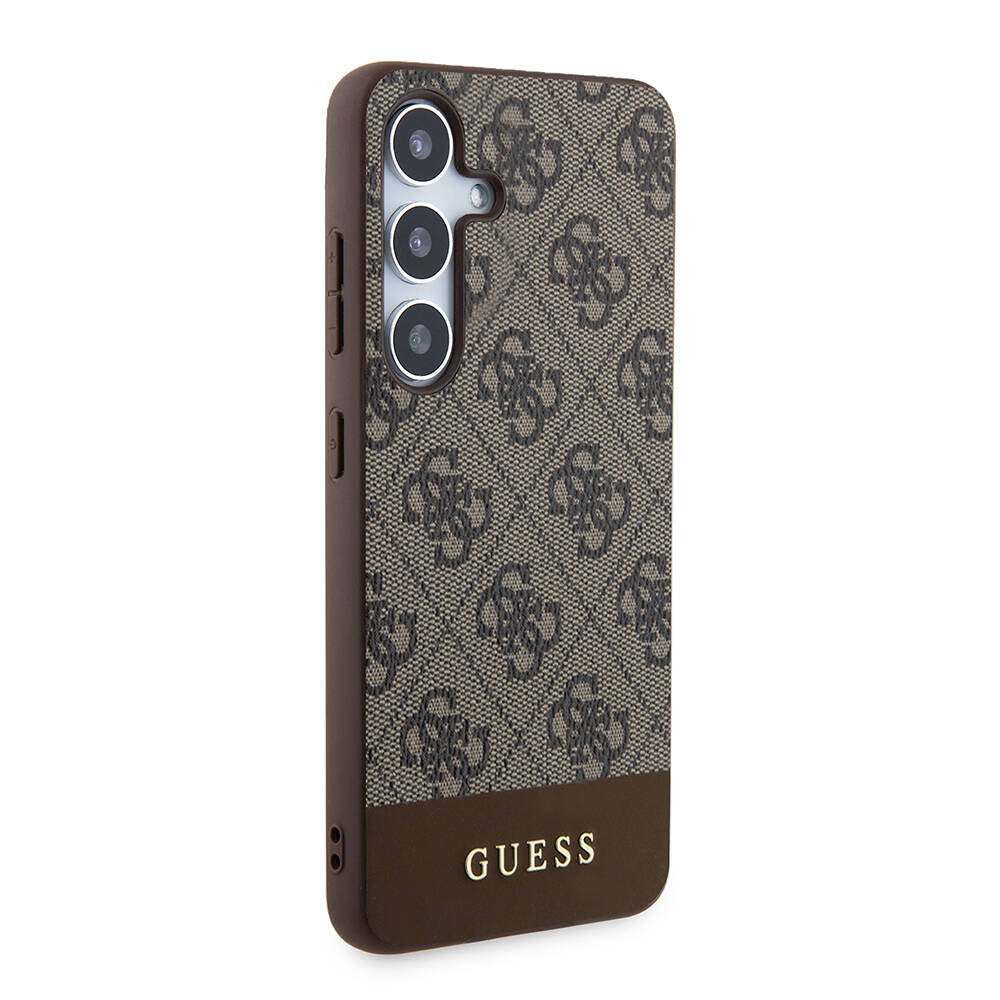 Guess Galaxy S24 Orjinal Lisanslı PU Deri Şerit Logo Dizaynlı Kılıf
