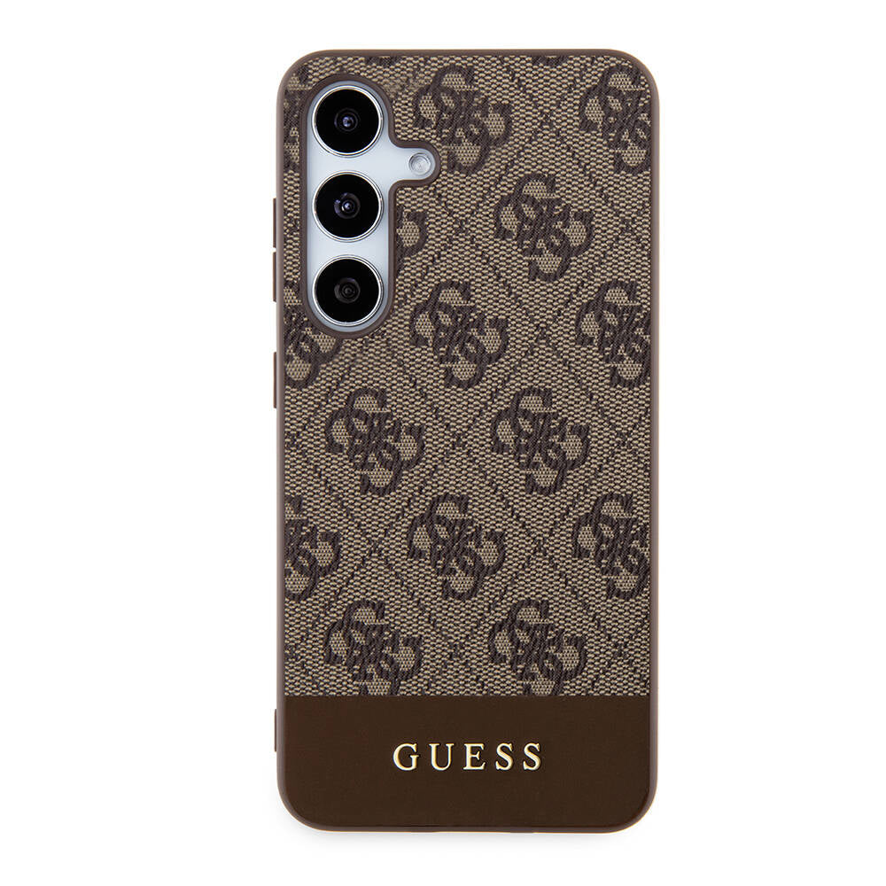 Guess Galaxy S24 Orjinal Lisanslı PU Deri Şerit Logo Dizaynlı Kılıf