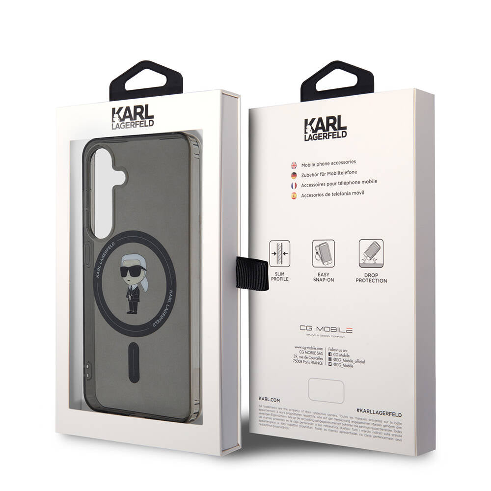 Karl Lagerfeld Galaxy S24 Orjinal Lisanslı M-safe Şarj Özellikli Karl Head IML Baskılı Kılıf