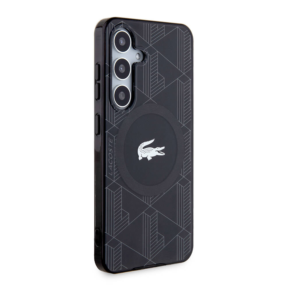 Lacoste Galaxy S24 Orjinal Lisanslı M-safe Şarj Özellikli Çift Katmanlı Timsah Logolu Blend Monogram Kılıf