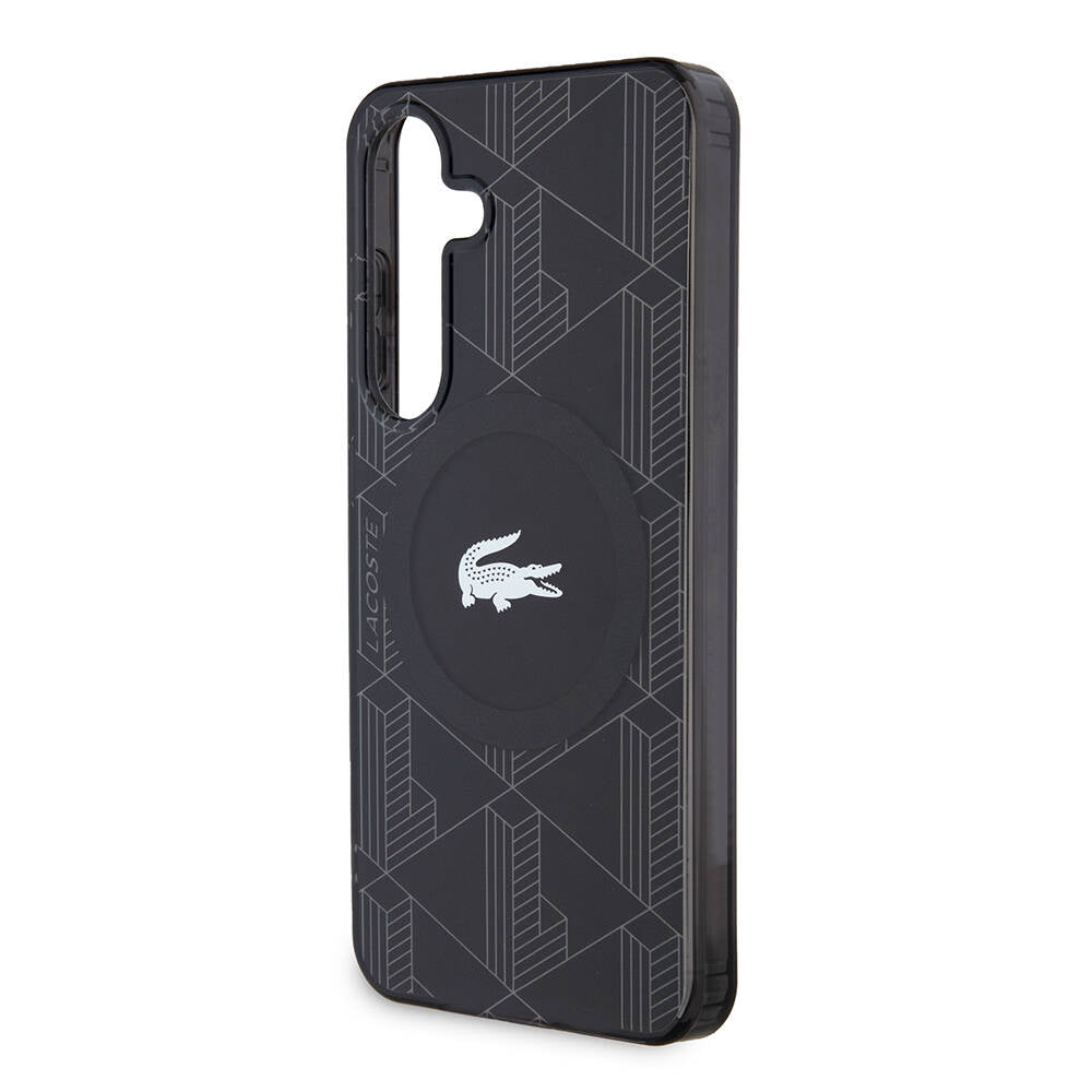 Lacoste Galaxy S24 Orjinal Lisanslı M-safe Şarj Özellikli Çift Katmanlı Timsah Logolu Blend Monogram Kılıf