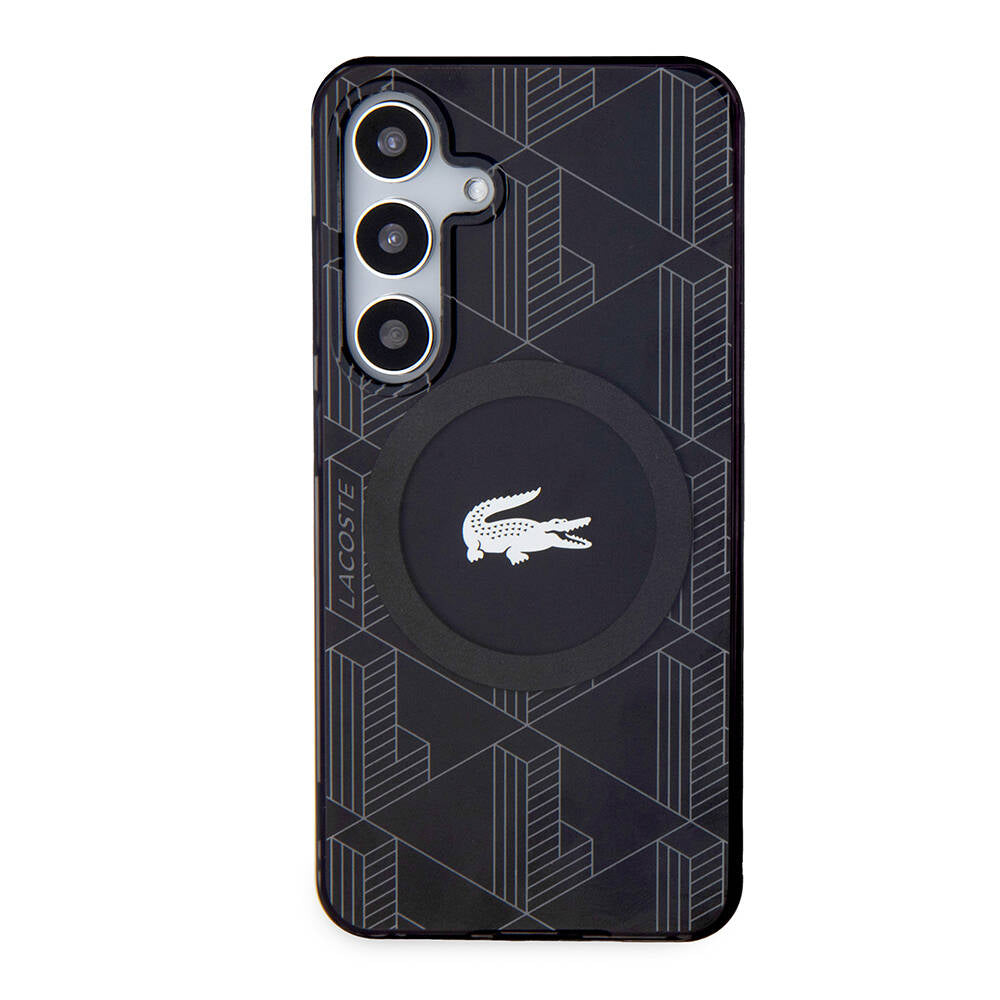 Lacoste Galaxy S24 Orjinal Lisanslı M-safe Şarj Özellikli Çift Katmanlı Timsah Logolu Blend Monogram Kılıf