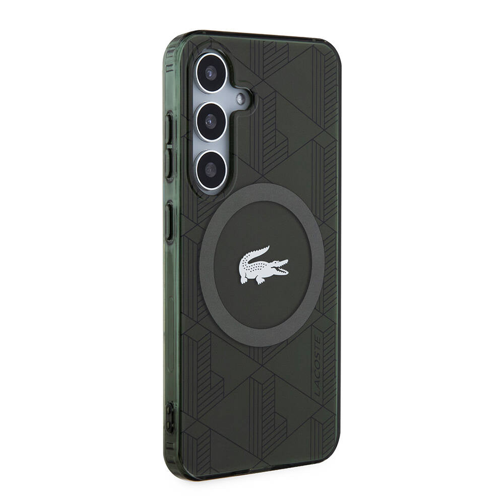 Lacoste Galaxy S24 Orjinal Lisanslı M-safe Şarj Özellikli Çift Katmanlı Timsah Logolu Blend Monogram Kılıf