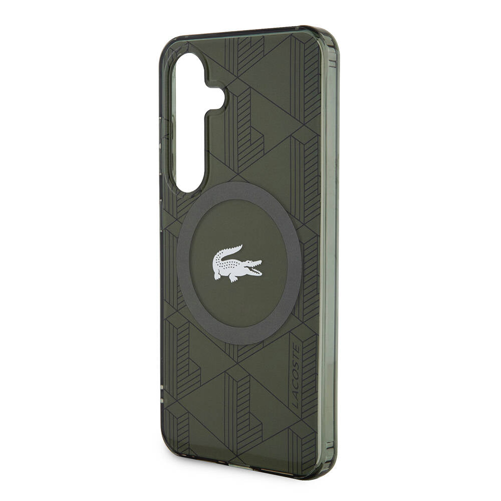 Lacoste Galaxy S24 Orjinal Lisanslı M-safe Şarj Özellikli Çift Katmanlı Timsah Logolu Blend Monogram Kılıf