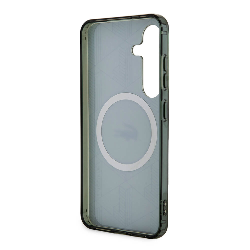 Lacoste Galaxy S24 Orjinal Lisanslı M-safe Şarj Özellikli Çift Katmanlı Timsah Logolu Blend Monogram Kılıf