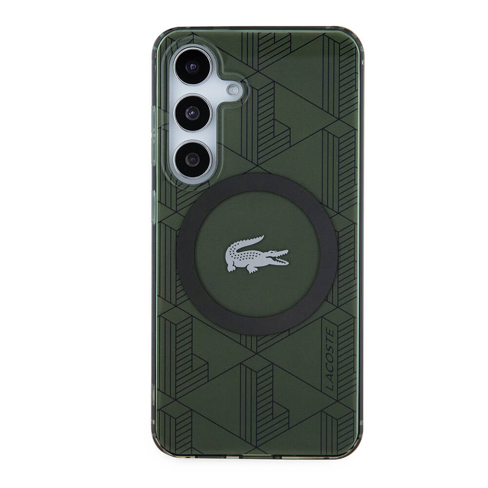 Lacoste Galaxy S24 Orjinal Lisanslı M-safe Şarj Özellikli Çift Katmanlı Timsah Logolu Blend Monogram Kılıf