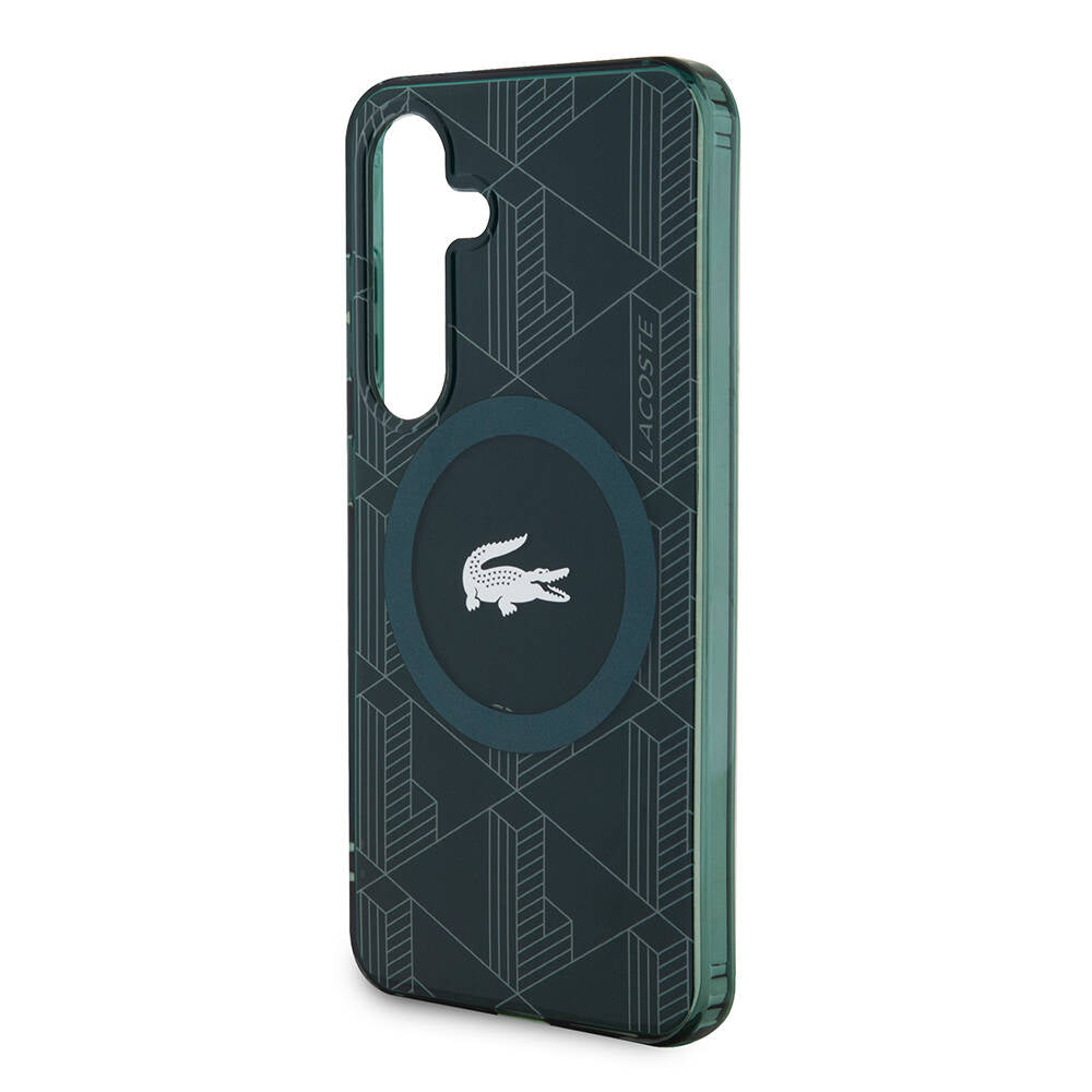 Lacoste Galaxy S24 Orjinal Lisanslı M-safe Şarj Özellikli Çift Katmanlı Timsah Logolu Blend Monogram Kılıf