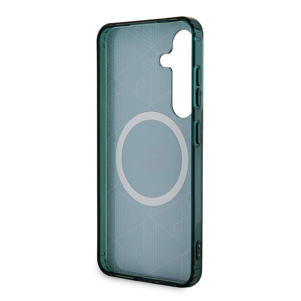 Lacoste Galaxy S24 Orjinal Lisanslı M-safe Şarj Özellikli Çift Katmanlı Timsah Logolu Blend Monogram Kılıf