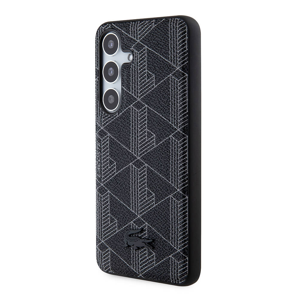 Lacoste Galaxy S24 Orjinal Lisanslı M-safe Şarj Özellikli PU Deri Görünümlü Karışık Monogram Desenli Kılıf