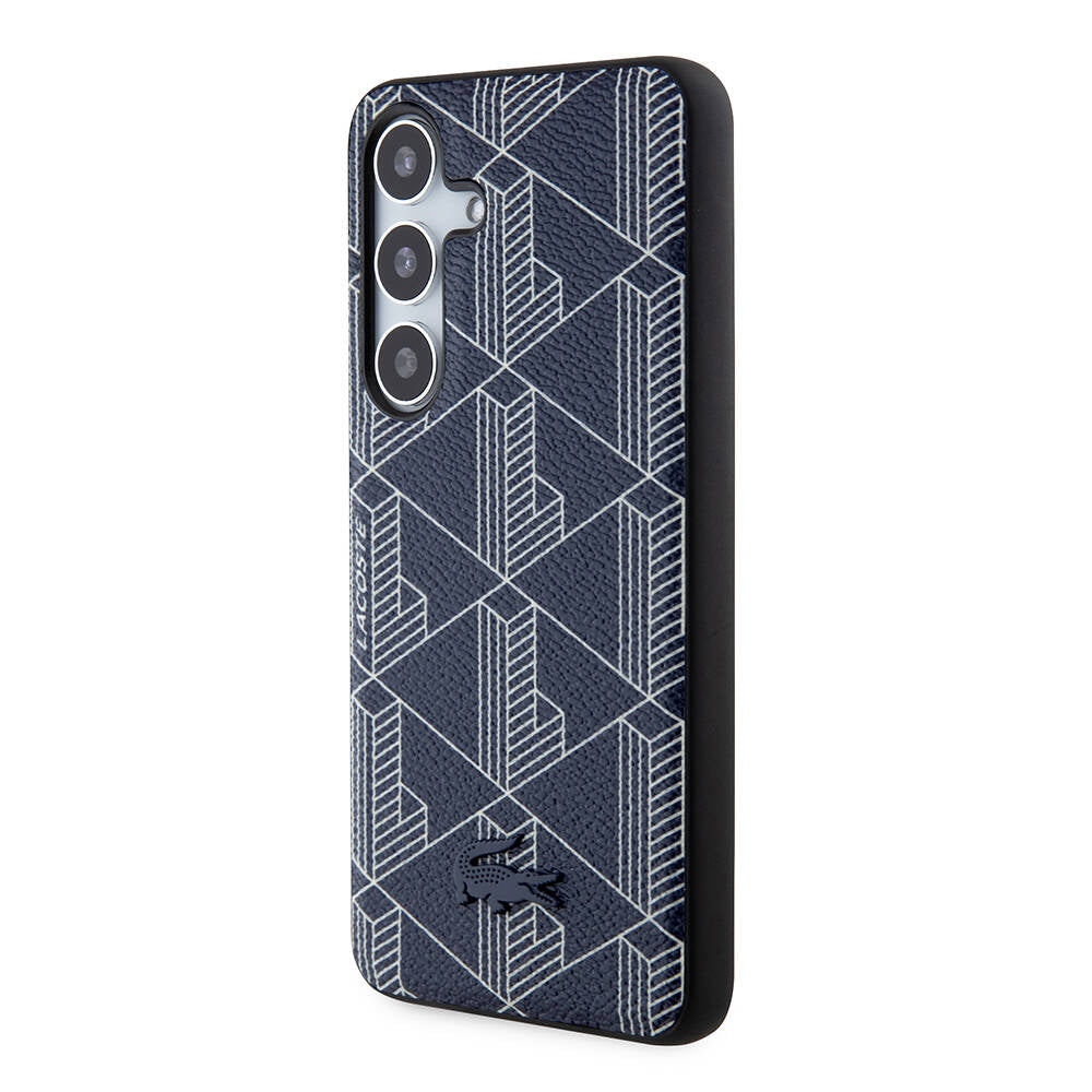 Lacoste Galaxy S24 Orjinal Lisanslı M-safe Şarj Özellikli PU Deri Görünümlü Karışık Monogram Desenli Kılıf