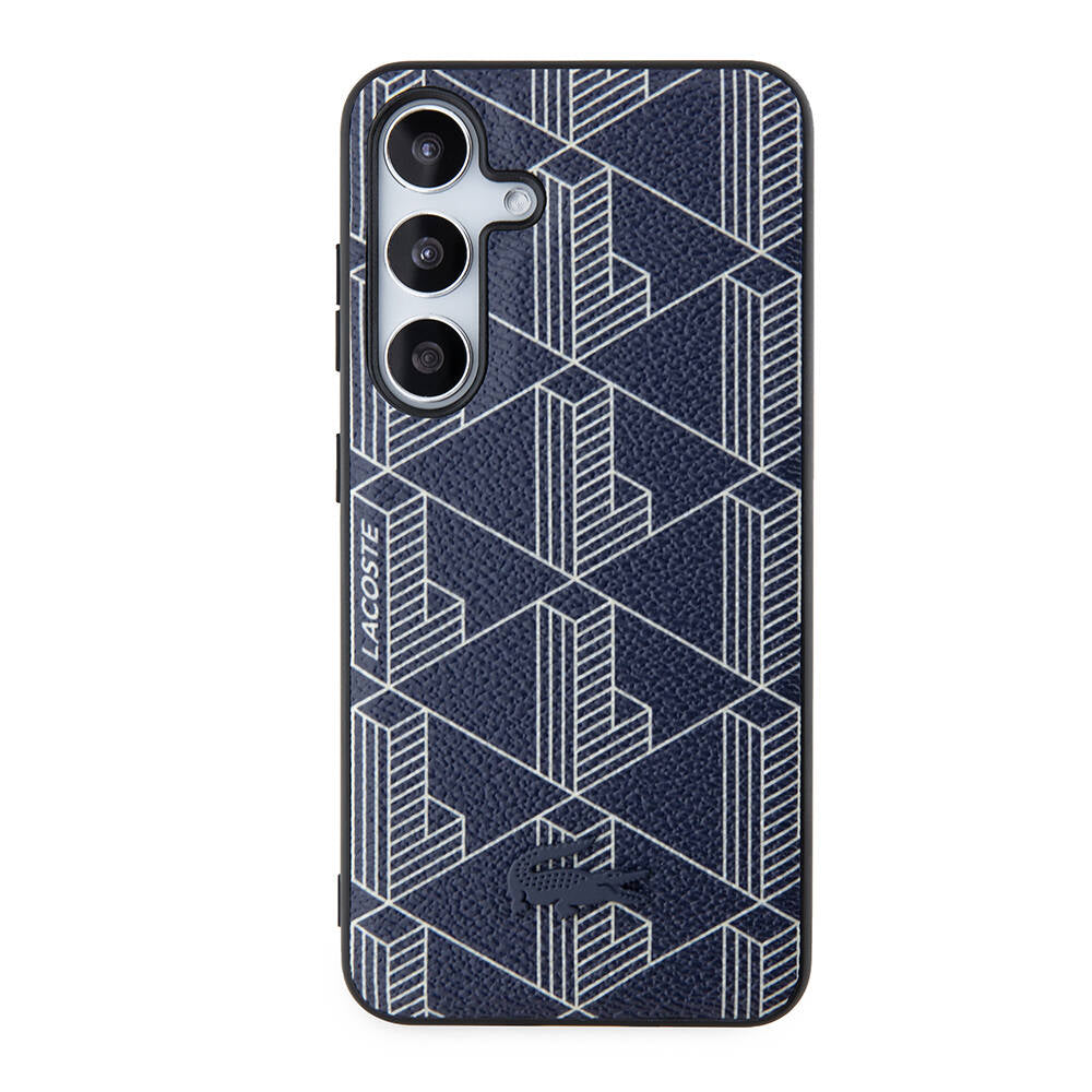Lacoste Galaxy S24 Orjinal Lisanslı M-safe Şarj Özellikli PU Deri Görünümlü Karışık Monogram Desenli Kılıf