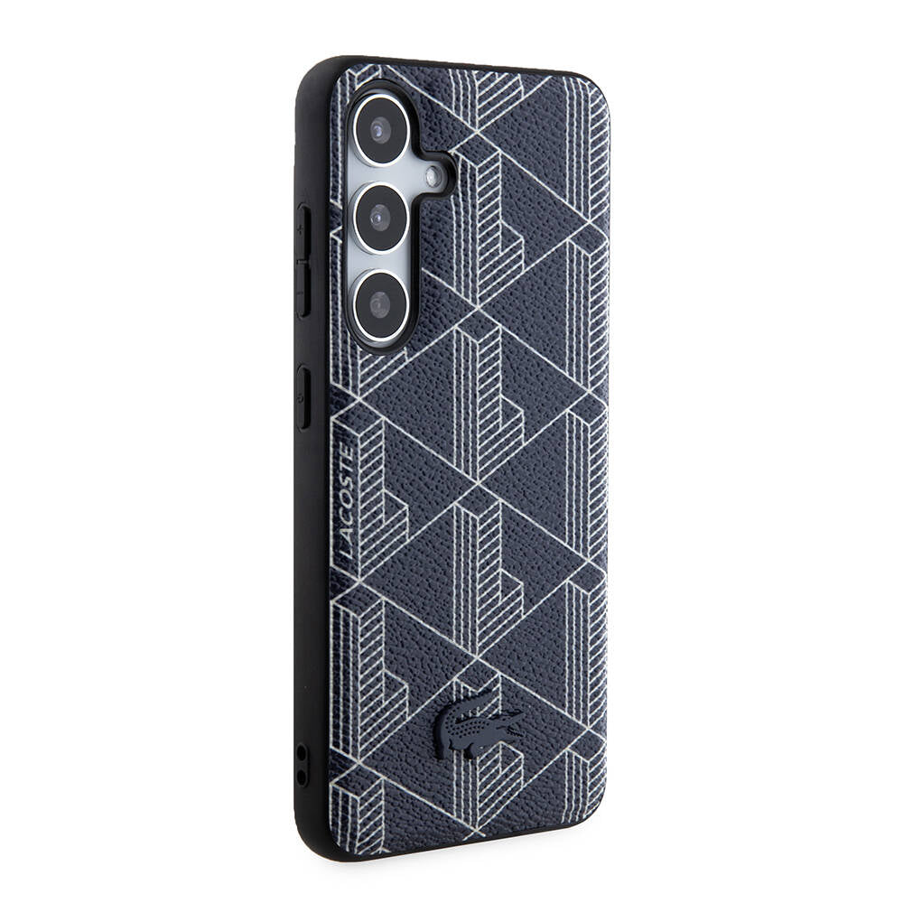 Lacoste Galaxy S24 Orjinal Lisanslı M-safe Şarj Özellikli PU Deri Görünümlü Karışık Monogram Desenli Kılıf