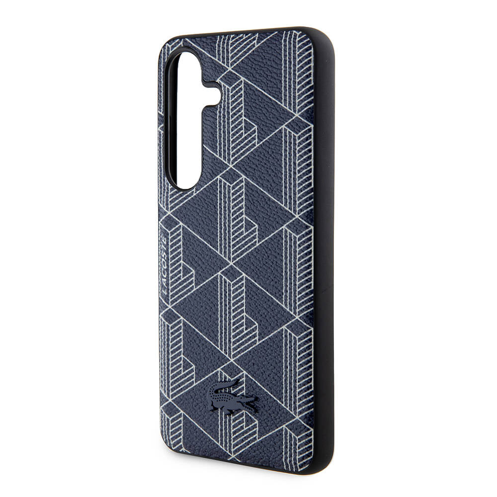 Lacoste Galaxy S24 Orjinal Lisanslı M-safe Şarj Özellikli PU Deri Görünümlü Karışık Monogram Desenli Kılıf