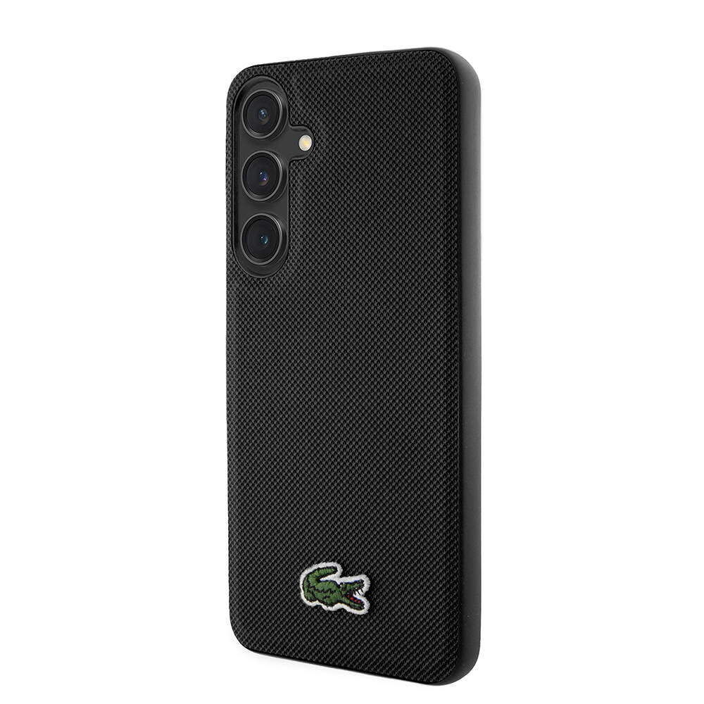 Lacoste Galaxy S24 Orjinal Lisanslı PU Pike Desenli Arka Yüzey İkonik Timsah Dokuma Logolu Kılıf